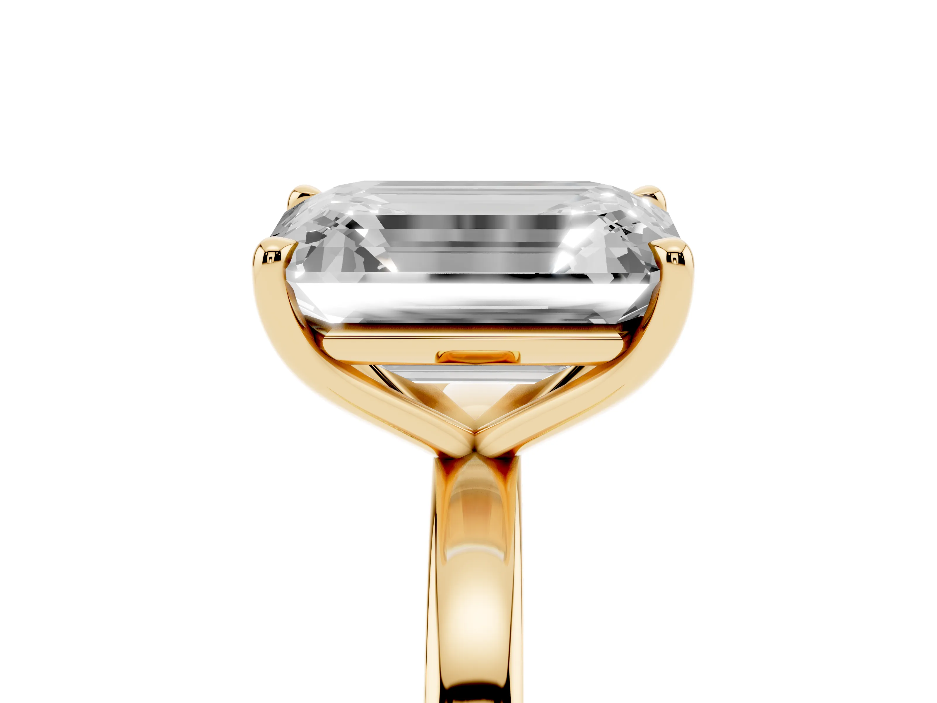 Fancy Blue Heart Cut and Emerald Cut Toi Moi Ring Set in Yellow gold with Prong Setting