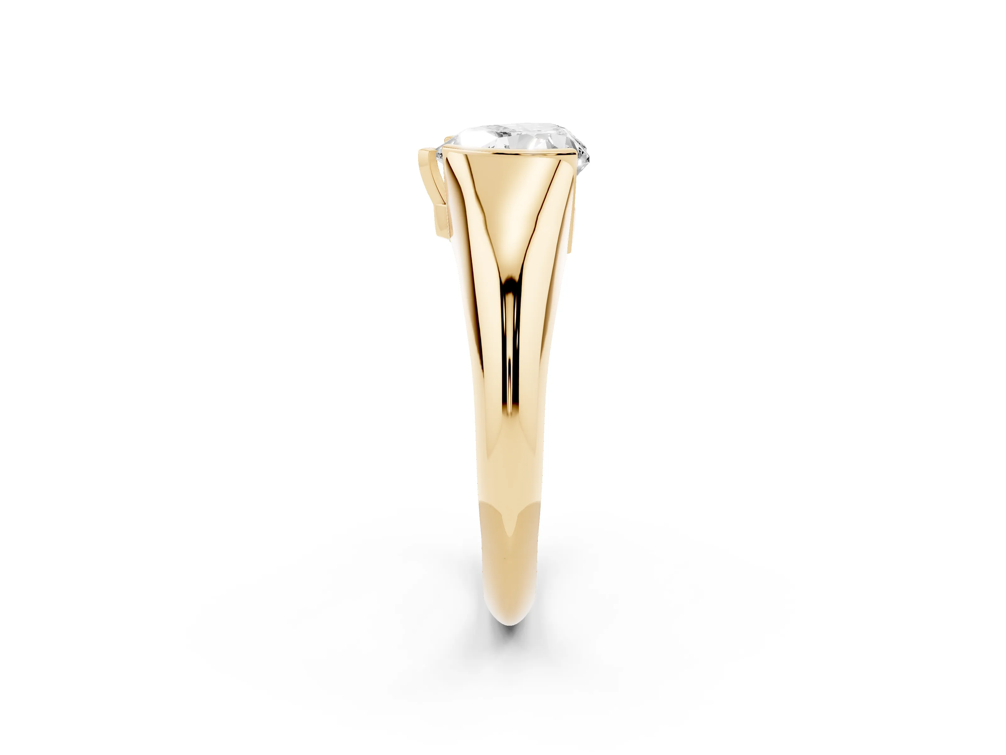 Heart Cut Diamond Solitaire Tension Set Ring Set in Yellow gold