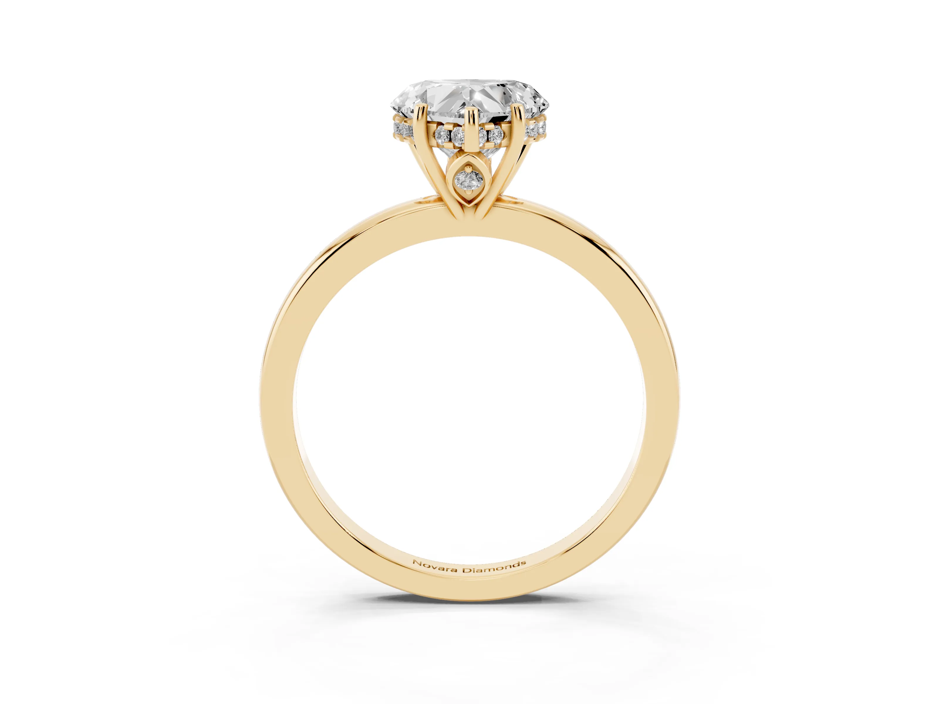 Heart Cut Diamond Solitaire Ring Set in Yellow gold with Plain Band and Prong Setting