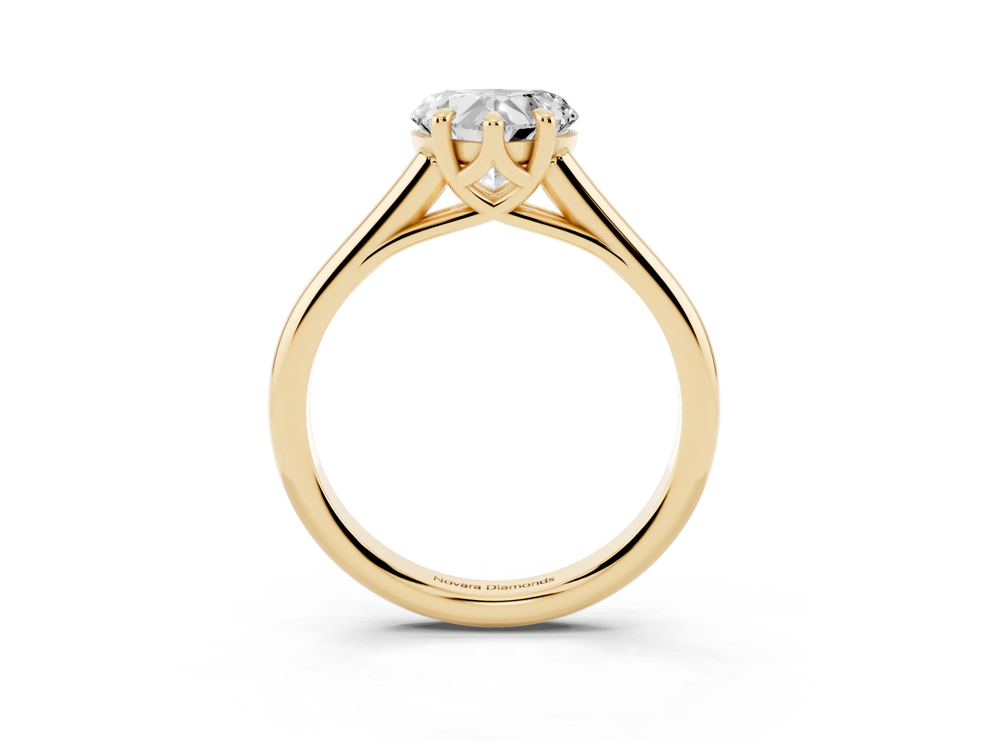 Heart Cut Diamond Solitaire Engagement Ring Set in Yellow gold with Prong Setting and Plain Classic Band
