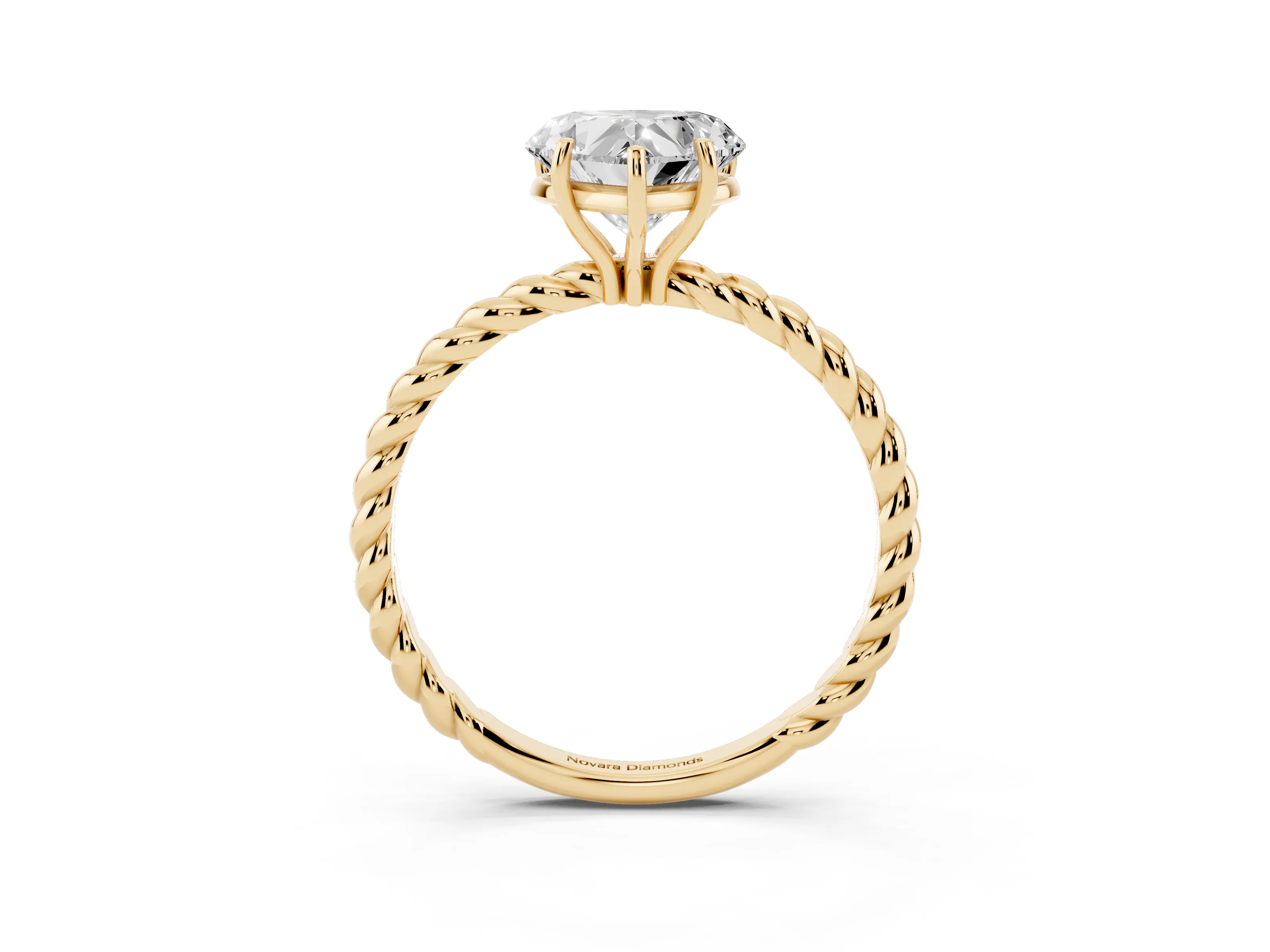 Heart Cut Diamond Solitaire Ring Set in Yellow gold with Twist Band and Prong Setting