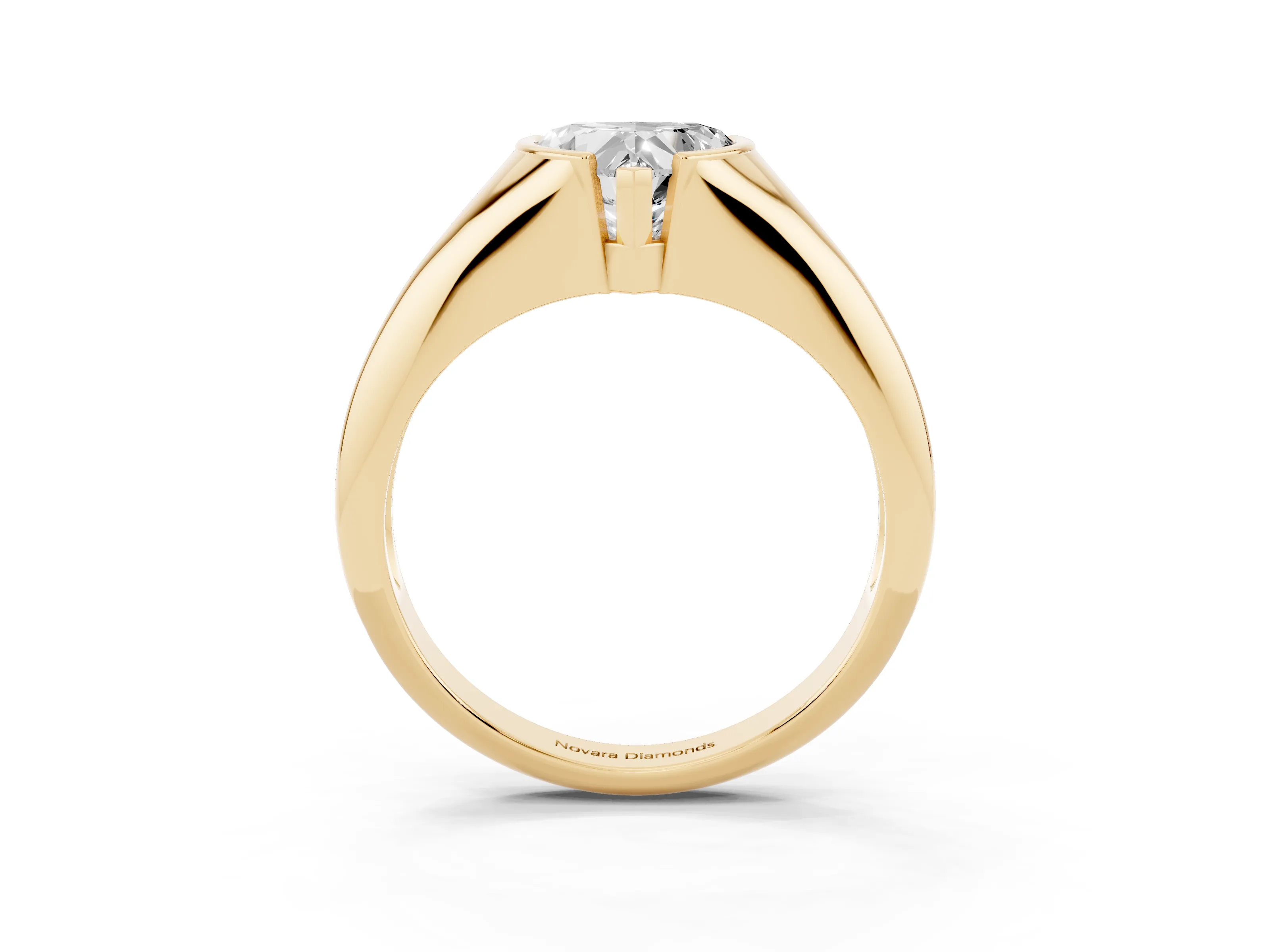 Heart Cut Diamond Solitaire Tension Set Ring Set in Yellow gold