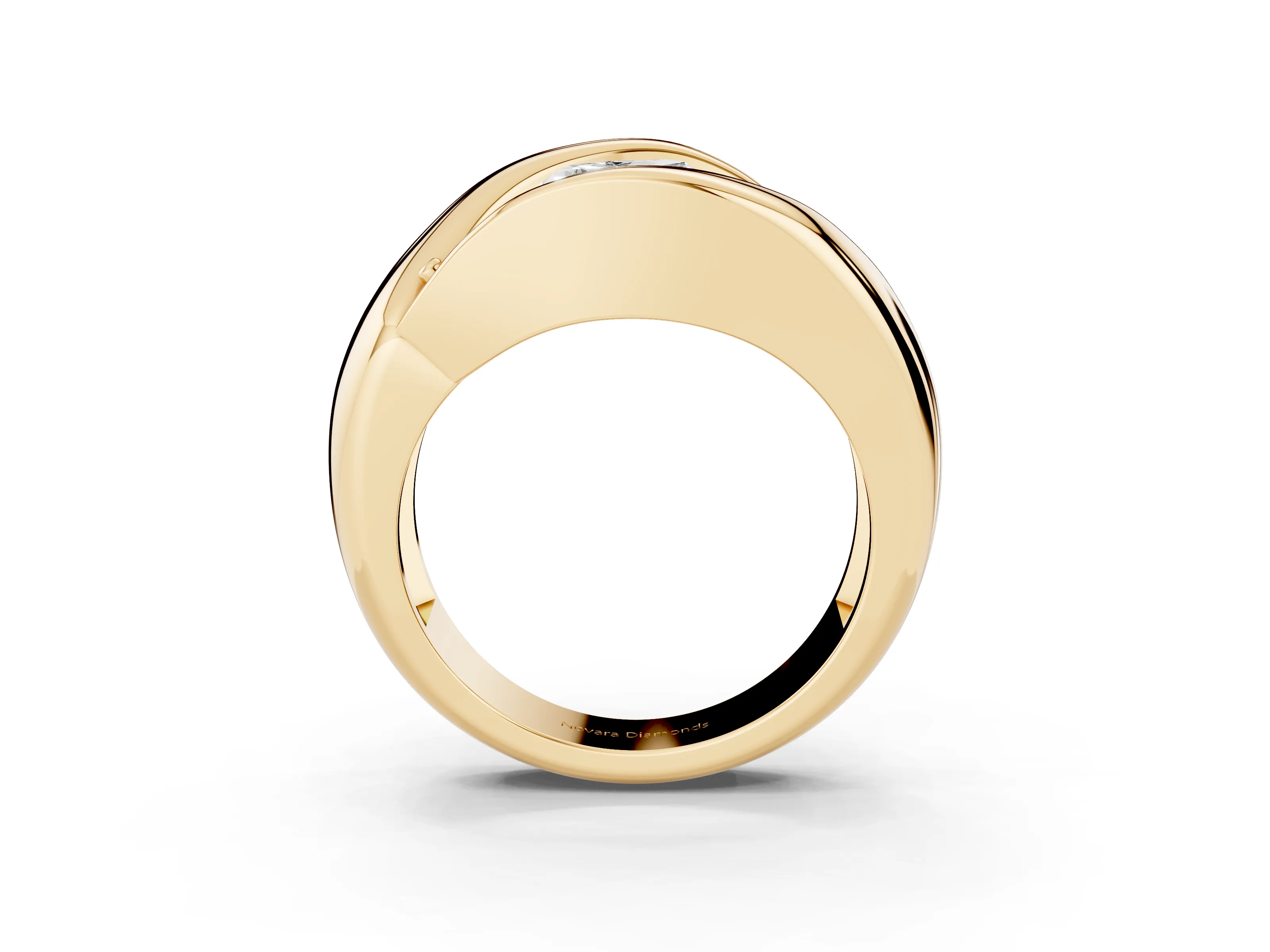 Heart Cut Diamond Channel-Set Crossover Ring Set in Yellow gold
