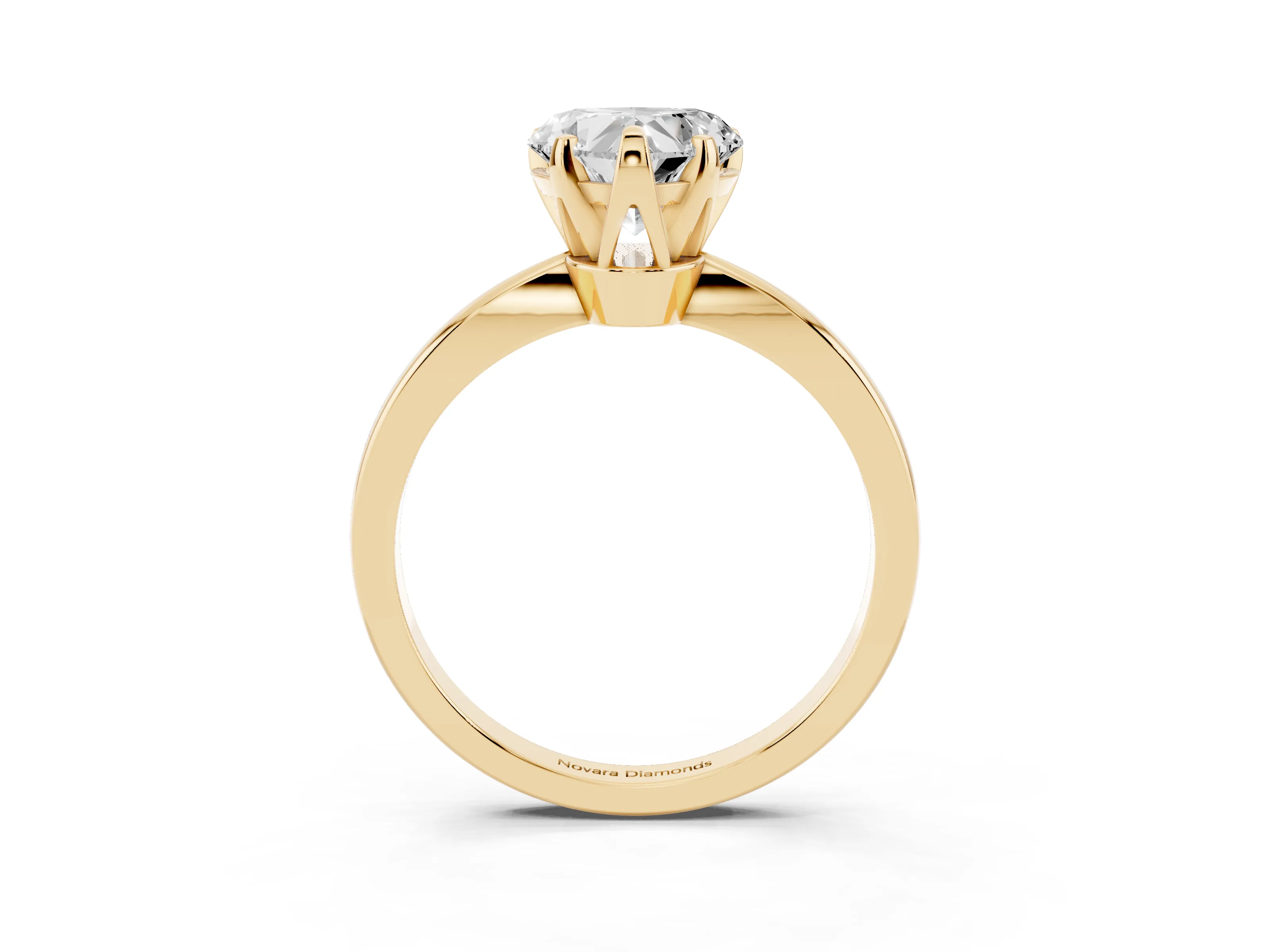 Heart Cut Diamond Solitaire Engagement Ring Set in Yellow gold with Slim Tapered Solitaire Band