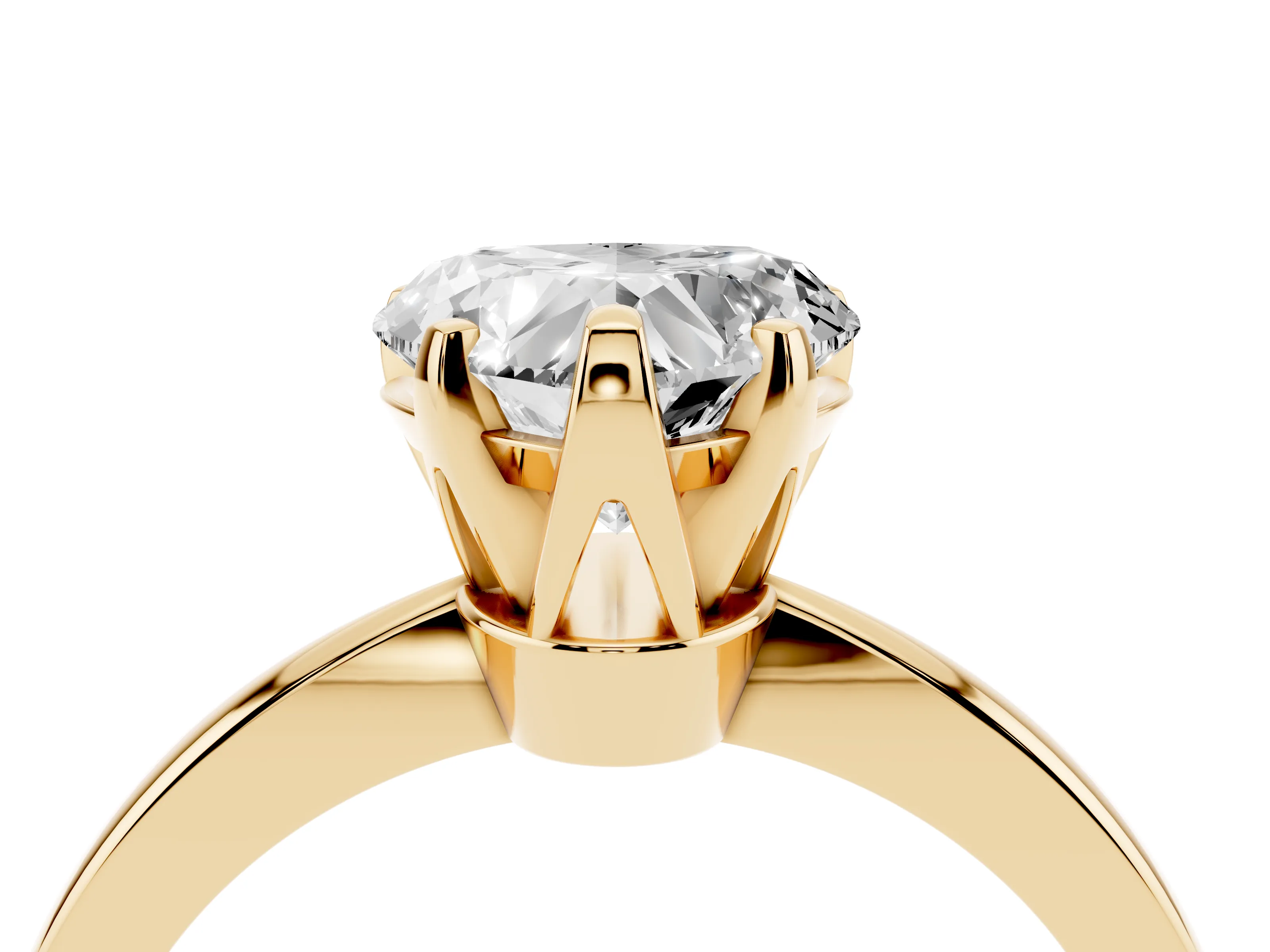 Heart Cut Diamond Solitaire Engagement Ring Set in Yellow gold with Slim Tapered Solitaire Band