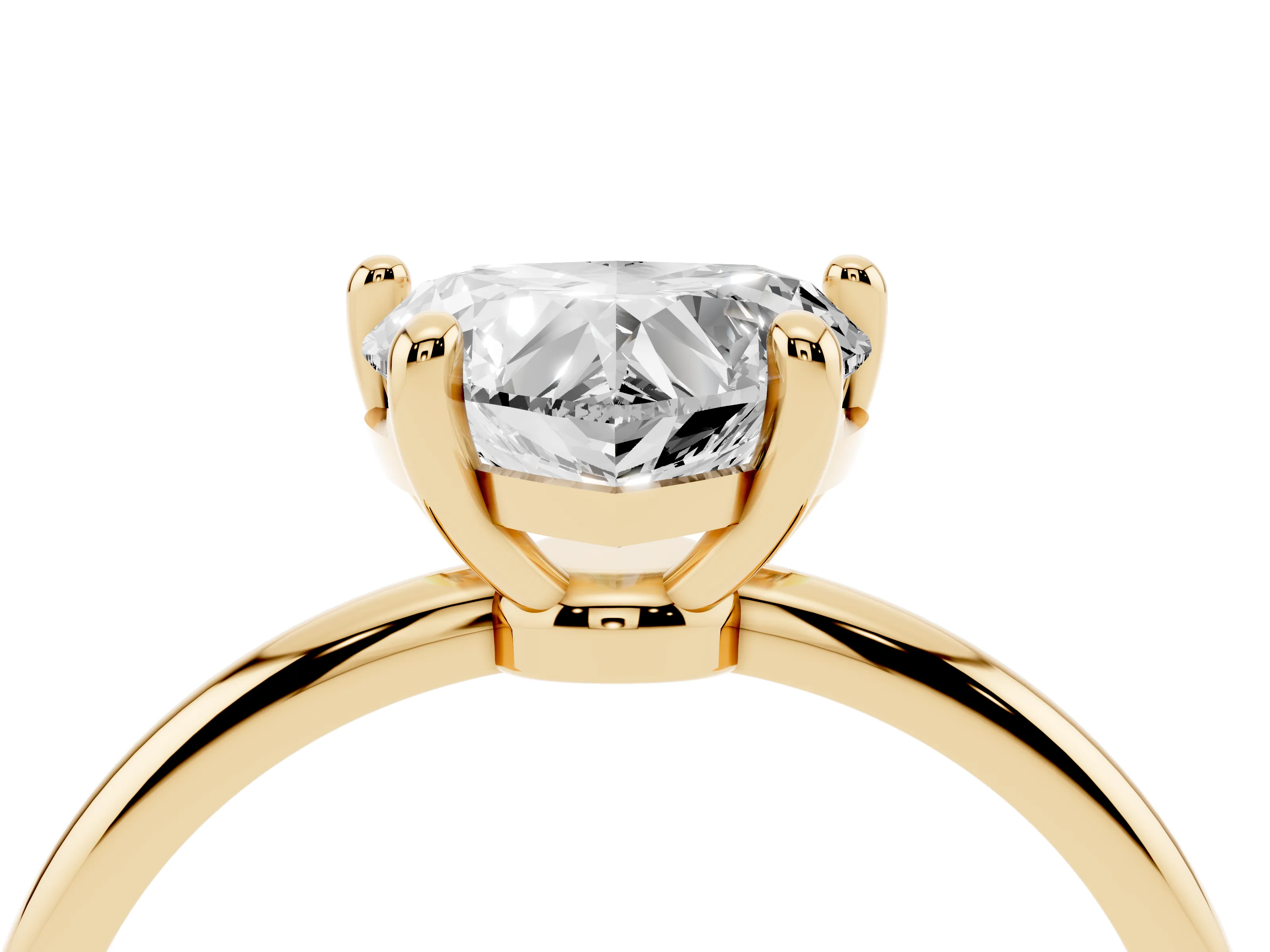 Heart Cut Diamond Solitaire Ring Set in Yellow gold with Secure Prong Setting on a Classic Band