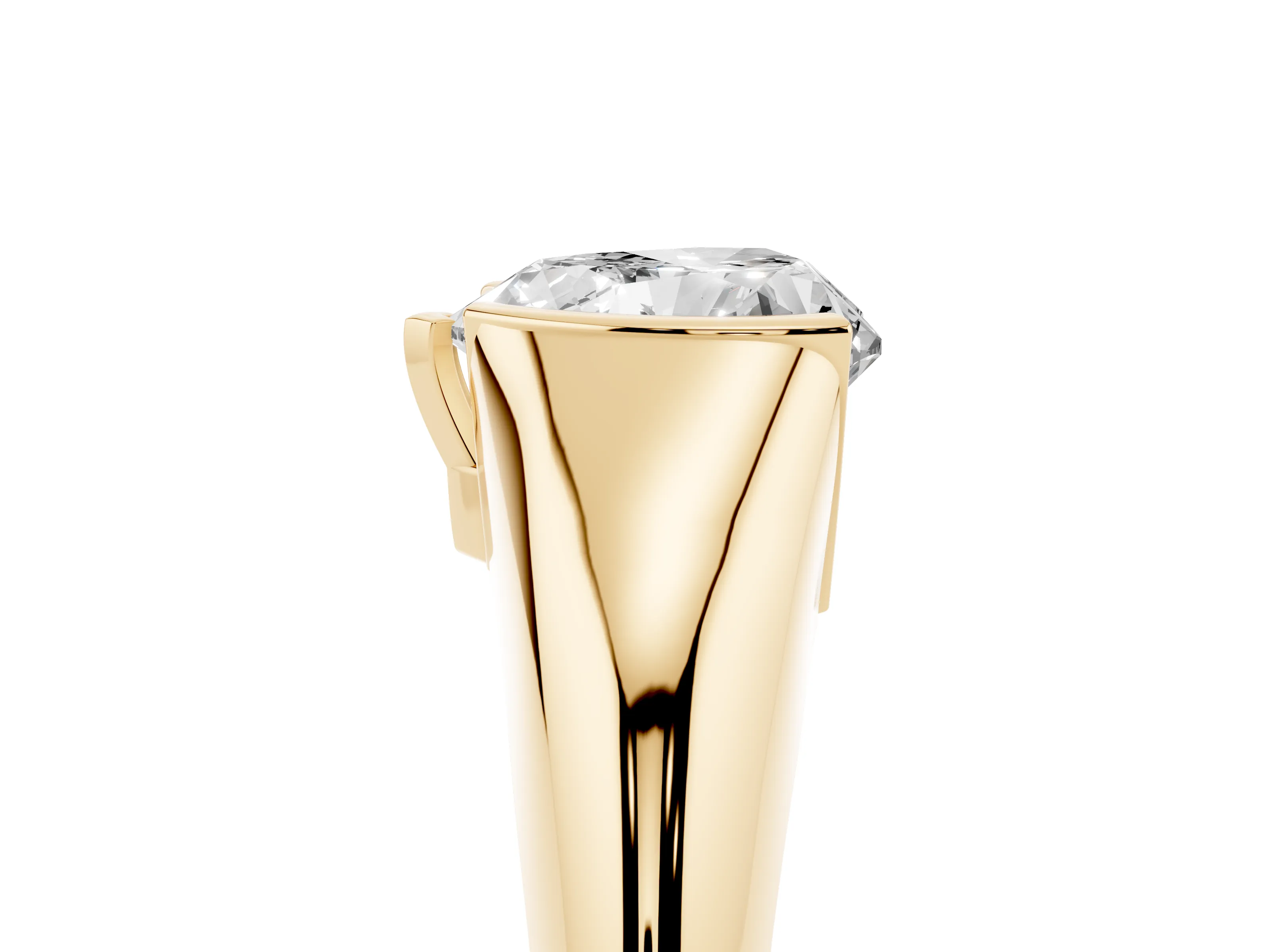Heart Cut Diamond Solitaire Tension Set Ring Set in Yellow gold