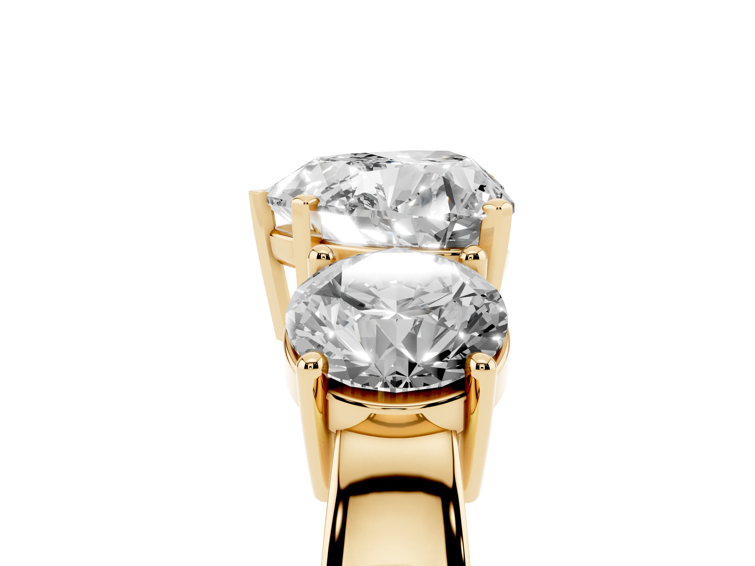 Heart Cut Diamond Three-Stone Ring Set in Yellow gold with Round Side Stones and Classic Band