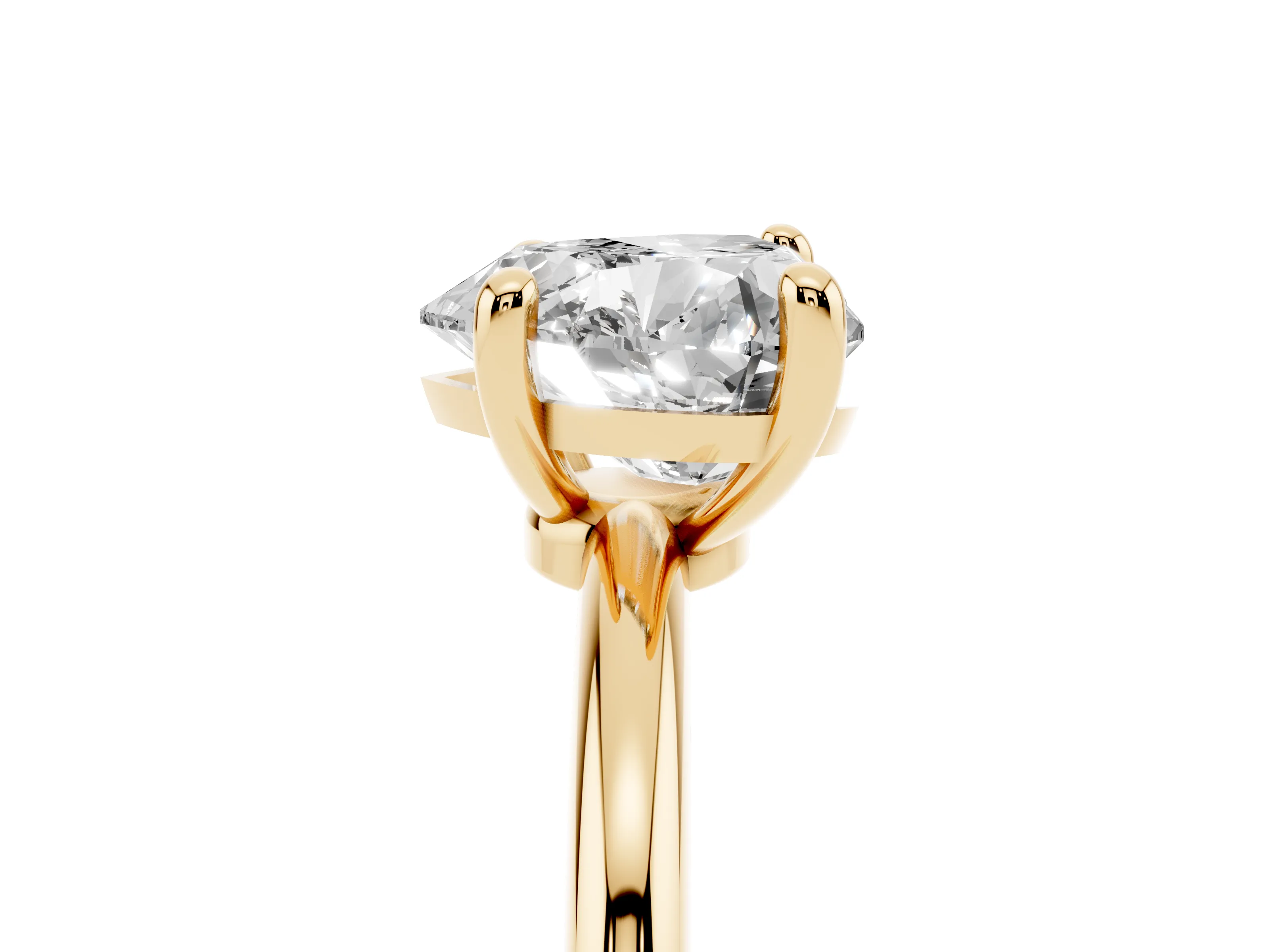 Heart Cut Diamond Solitaire Ring Set in Yellow gold with Secure Prong Setting on a Classic Band