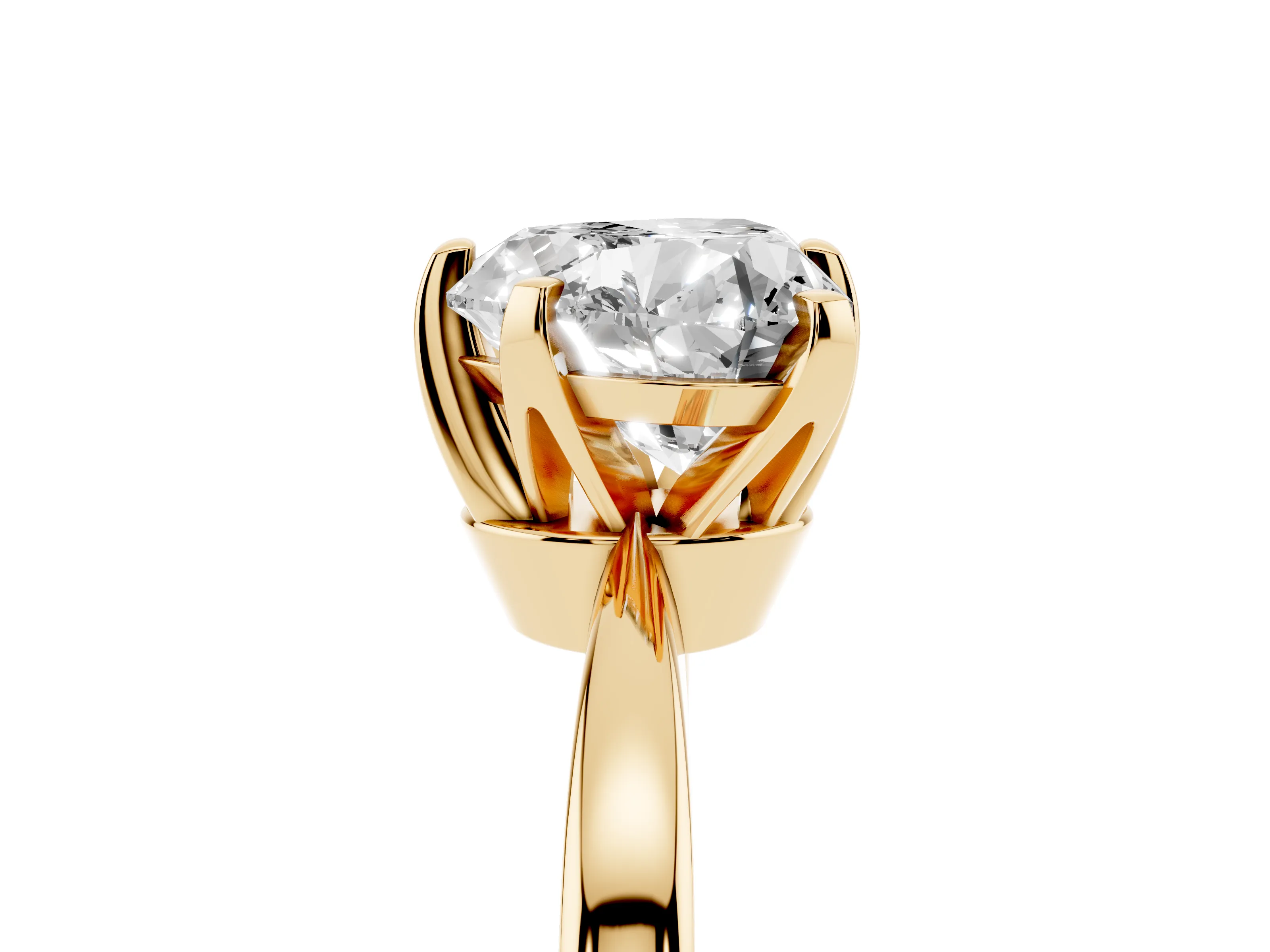 Heart Cut Diamond Solitaire Engagement Ring Set in Yellow gold with Slim Tapered Solitaire Band