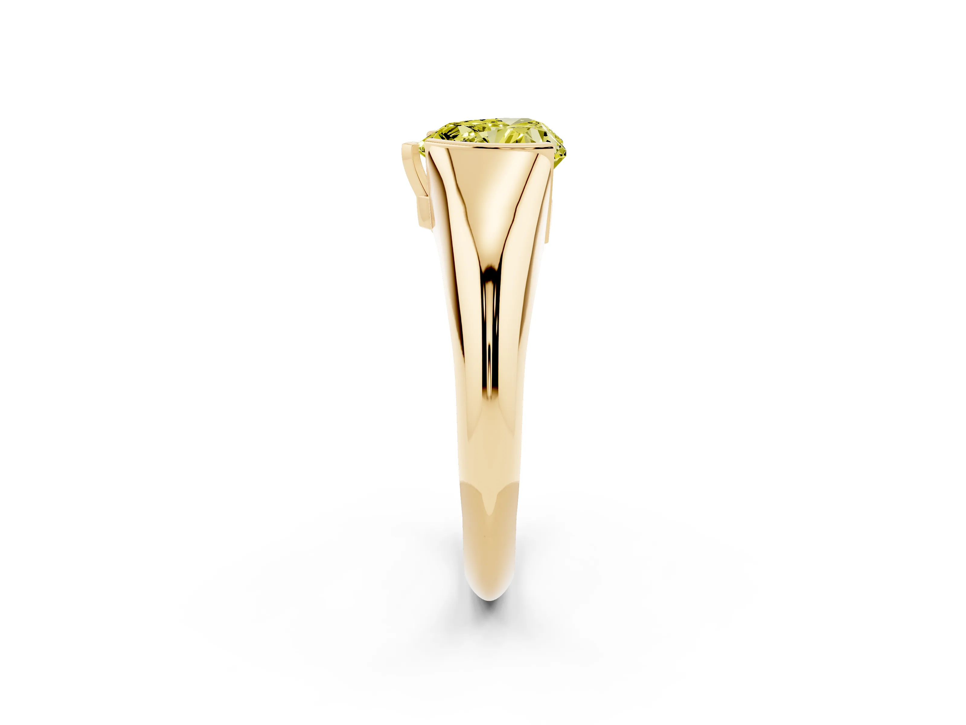 Fancy Yellow Heart Cut Diamond Solitaire Tension Set Ring Set in Yellow gold
