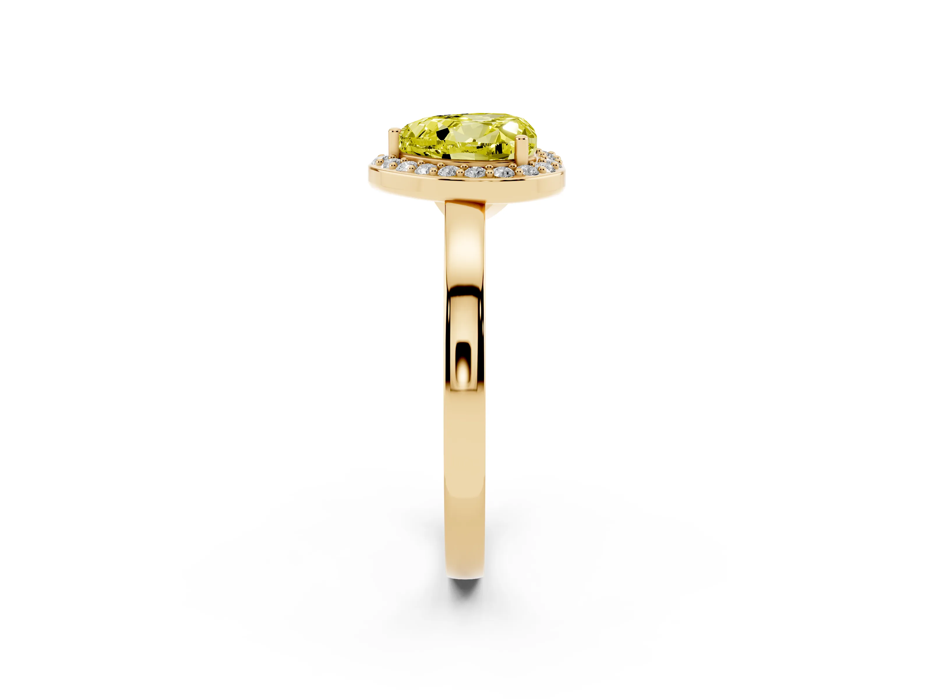 Fancy Yellow Heart Cut Diamond Halo Ring Set in Yellow gold with Solitaire Band and Prong Setting