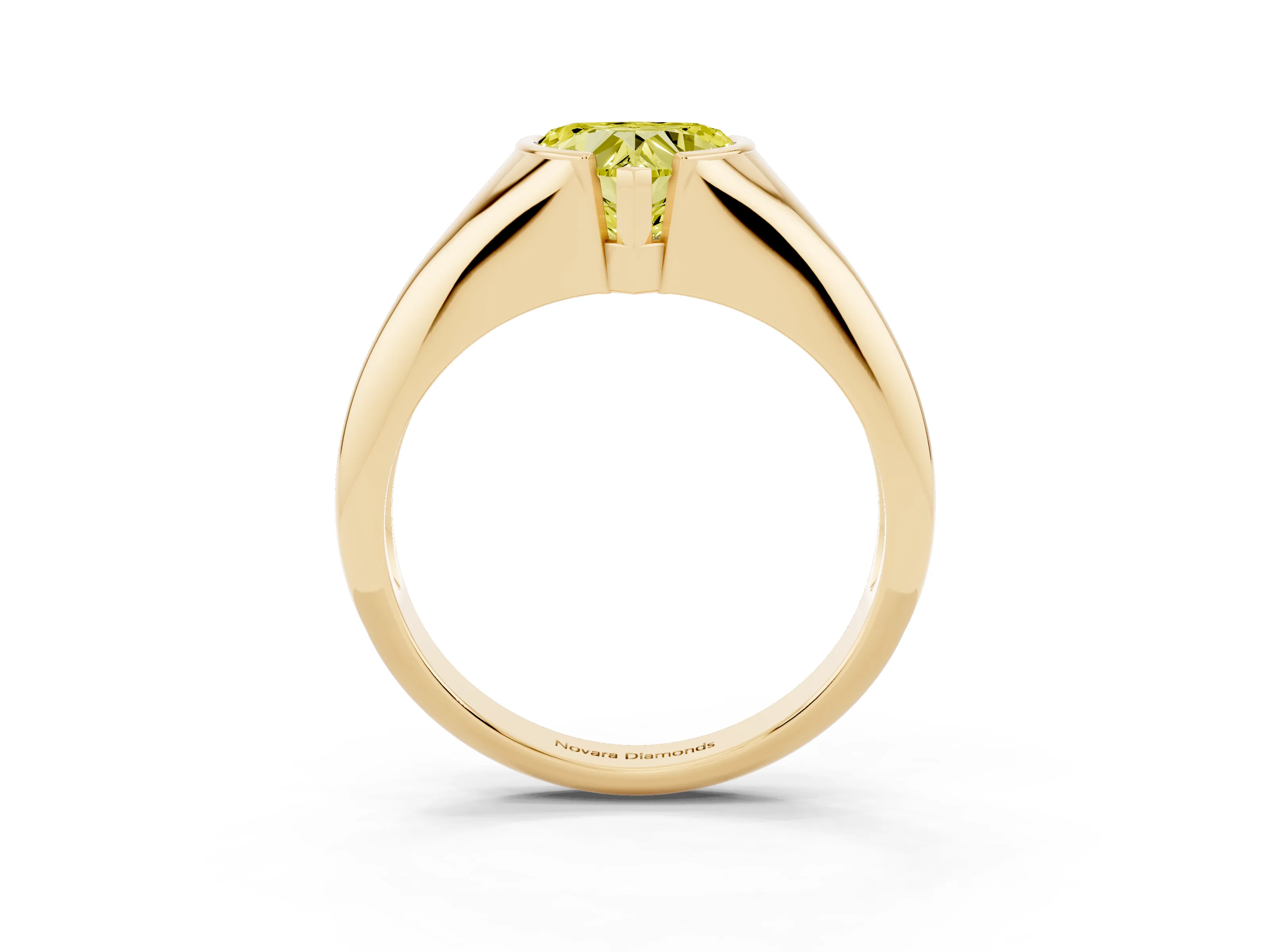 Fancy Yellow Heart Cut Diamond Solitaire Tension Set Ring Set in Yellow gold