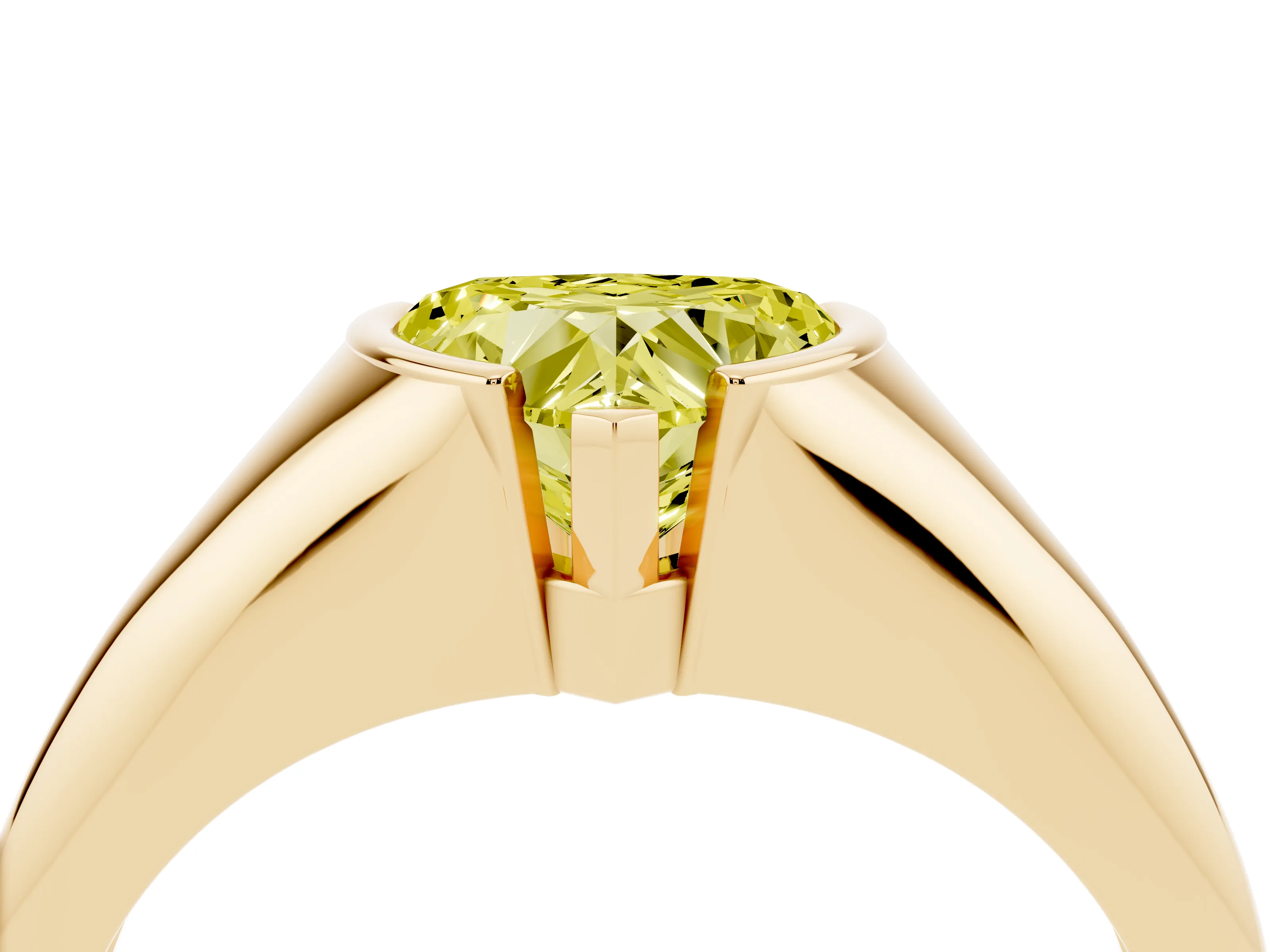 Fancy Yellow Heart Cut Diamond Solitaire Tension Set Ring Set in Yellow gold