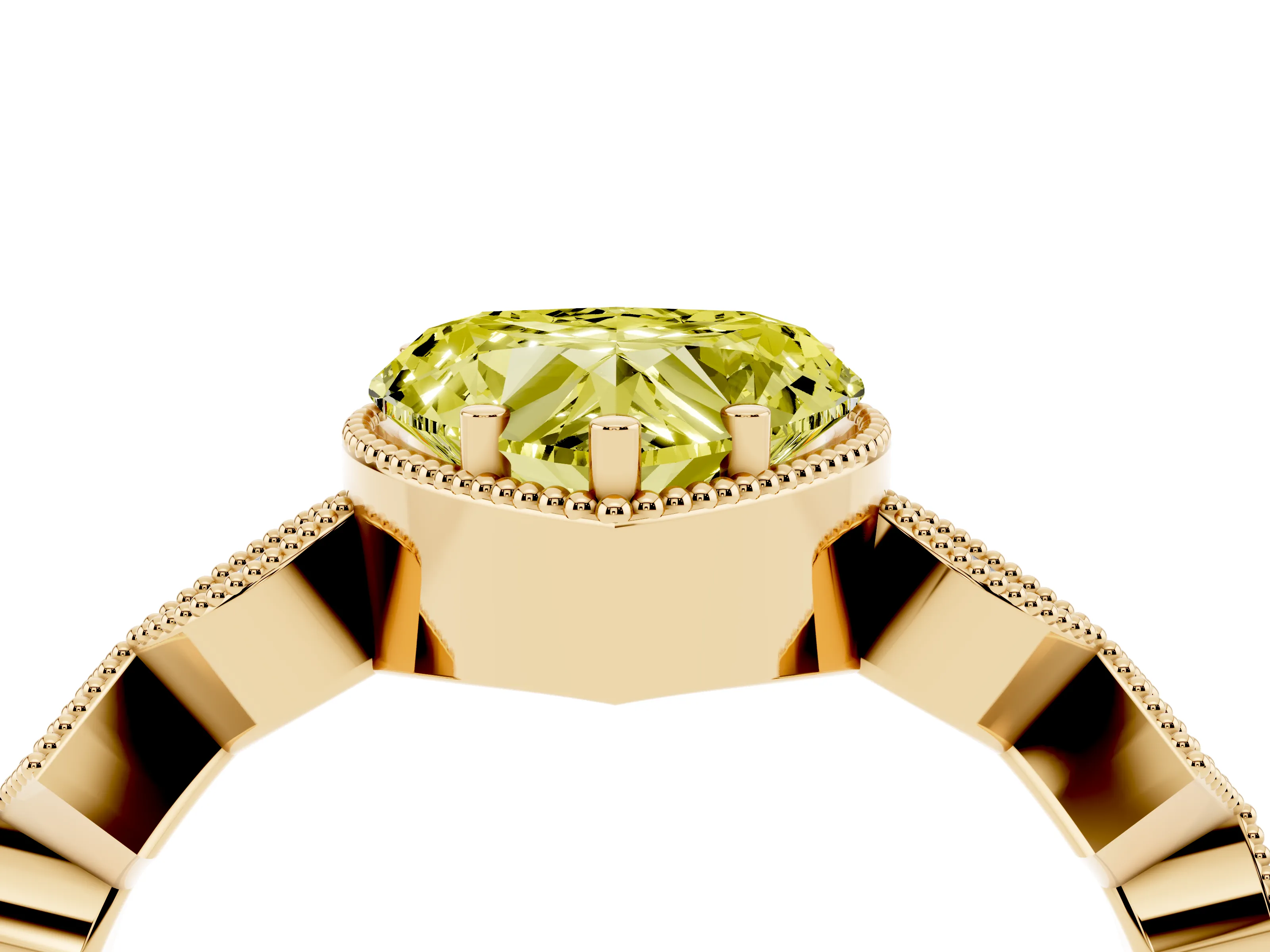 Fancy Yellow Heart Cut Diamond Milgrain Marquise Twist Band Ring Set in Yellow gold with Prong Setting