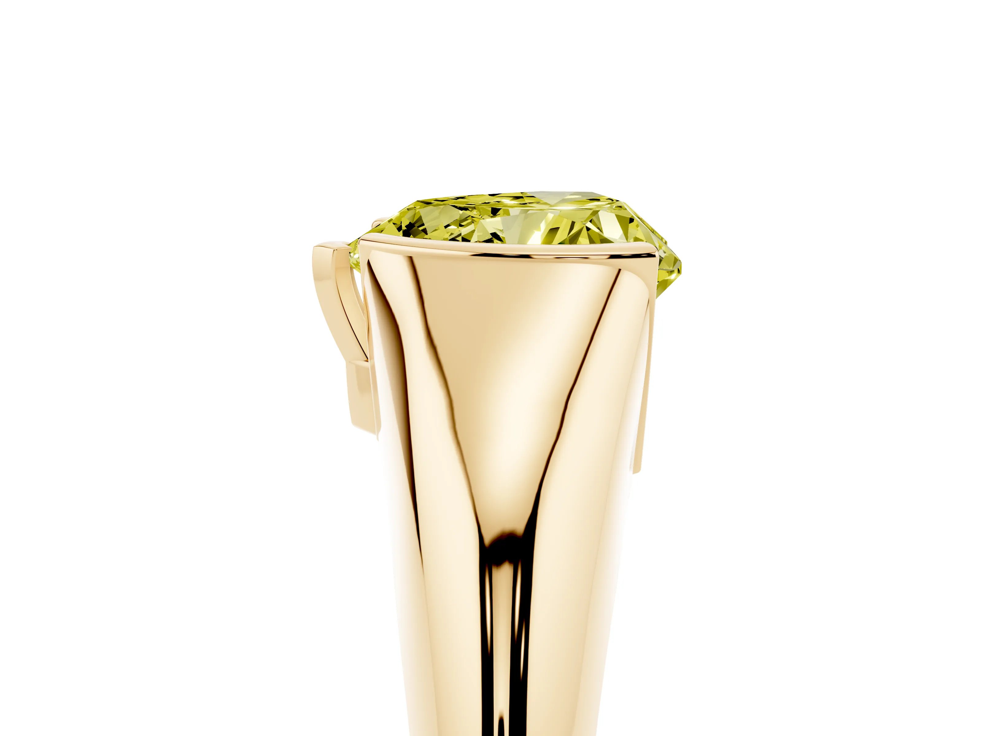 Fancy Yellow Heart Cut Diamond Solitaire Tension Set Ring Set in Yellow gold